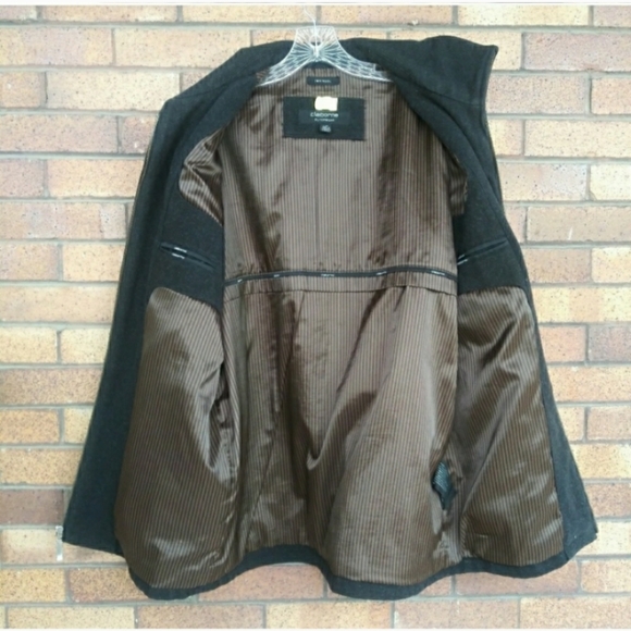 Claiborne Outerwear Wool Over Coat Brown Large - Picture 3 of 8